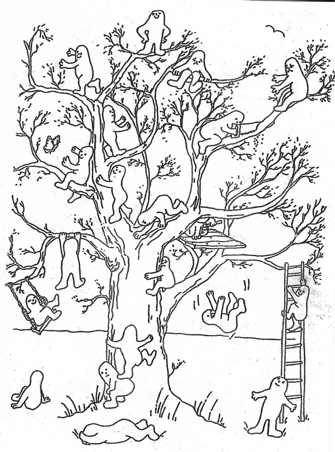 Тест рисуночные методики. Рисуночный тест дерево. Проективная методика тест дерево. Проективная методика дерево с человечками. Методика самооценки дерево д Лампен.
